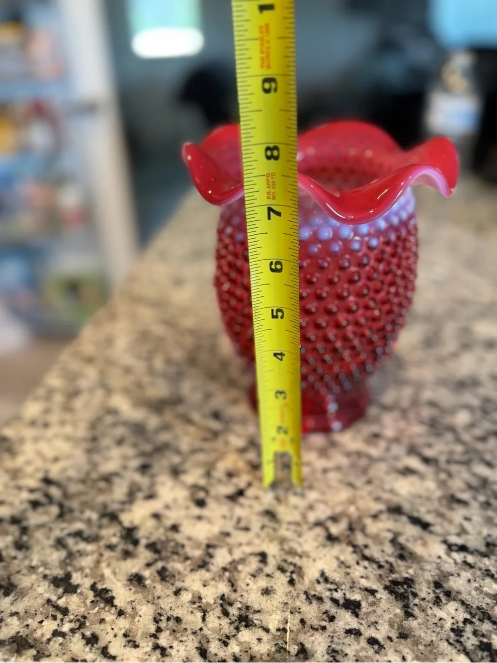 Vintage Fenton Cranberry Hobnail Glass Vase